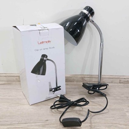 Černá stolní lampa s klipem Study Leitmotiv