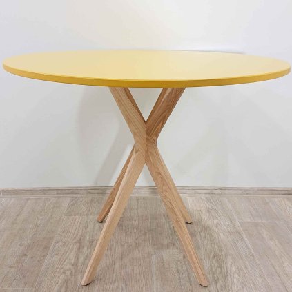 Žlutý kulatý jídelní stůl Jubi o 90 cm Ragaba