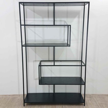 Černá knihovna v dekoru jasanu 114x185 cm Seaford - Actona