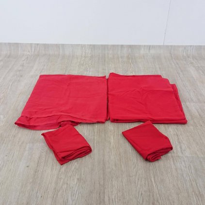 Set červeného povlečení s prostěradlem na dvoulůžko Basso Rojo, 200 x 220 cm