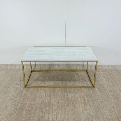 Konferenční stolek s bílou mramorovou deskou a podnožím ve zlaté barvě RGE Accent
