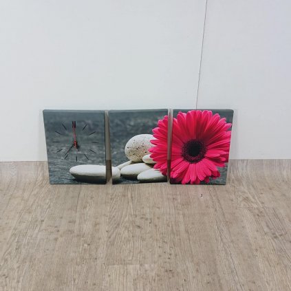 Nástěnné obrazové hodiny Gerbera, 96 x 40 cm