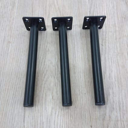 Černé kovové nábytkové nožky - sada 3 ks