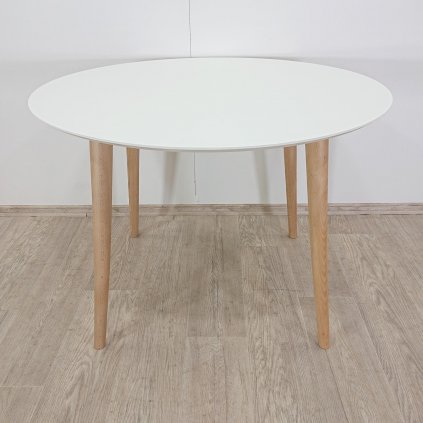 Bílý kulatý jídelní stůl, o 110 cm