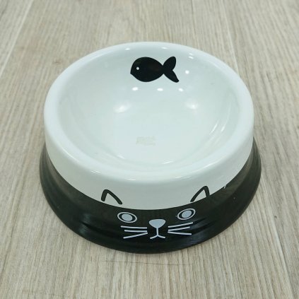 Keramická miska pro kočky Nobby Face 14cm černá/bílá