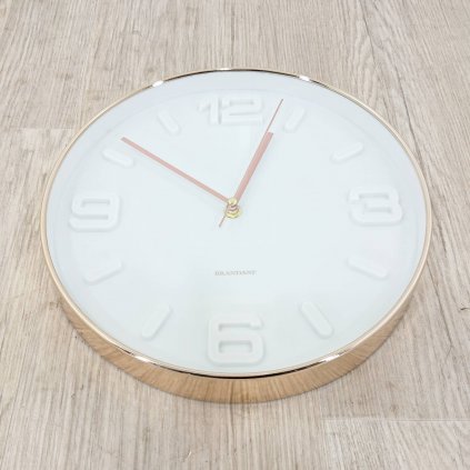 Bílé nástěnné hodiny Brandani Rose Gold