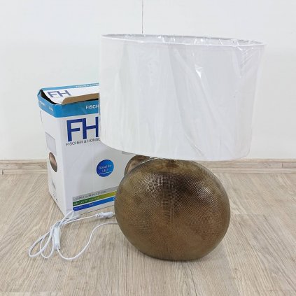 Bílo-hnědá stolní lampa Fischer & Honsel Foro, výška 53 cm