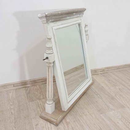 Bílé dřevěné stolní zrcadlo