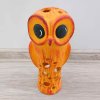 Keramický oranžový svícen na čajovou svíčku Sova