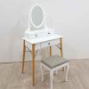 Bílý toaletní stolek se zrcadlem a stoličkou