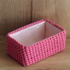 Ručně háčkovaný košík růžový velký