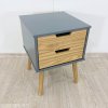 Šedo-hnědý noční stolek z masivního borovicového dřeva Marckeric Baku