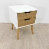 Bílo-hnědý noční stolek z masivního borovicového dřeva Marckeric Baku