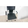 Kancelářská kolečková židle černá s koženým podsedákem_2
