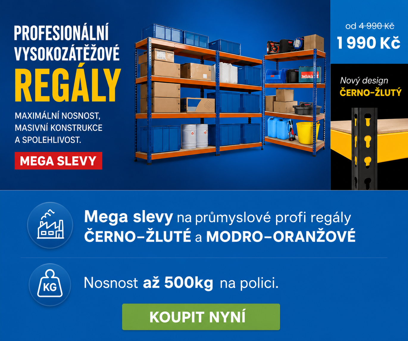 Průmyslové regály MEGA SLEVY