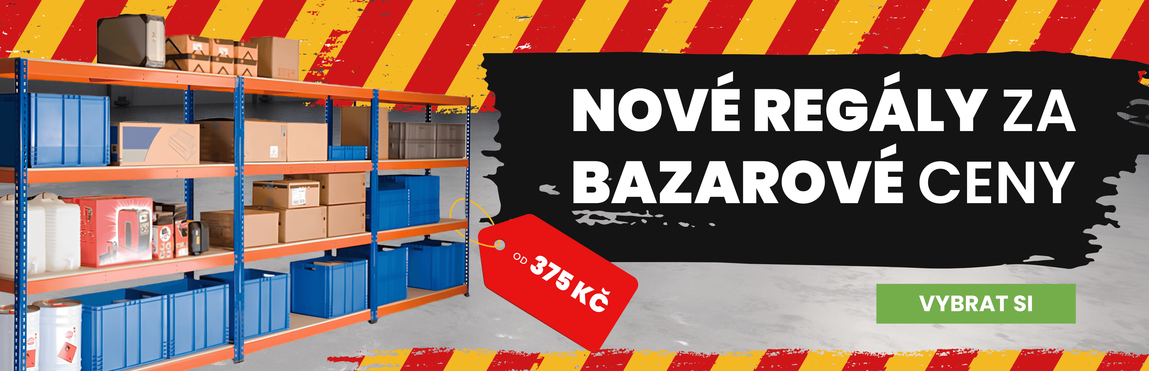 Nové regály za bazarové ceny