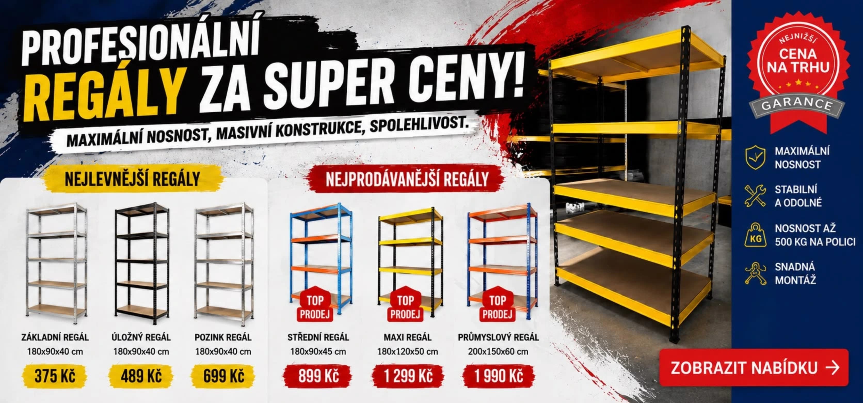 Nové regály za bazarové ceny