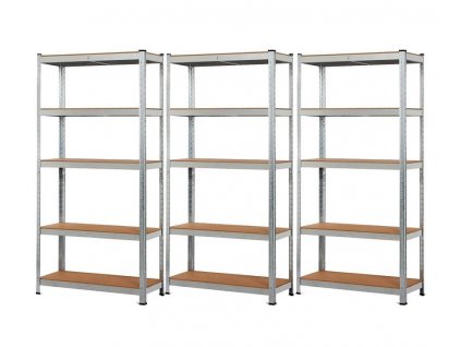 AKCE - Balíček : 3x Regál 1800x900x600 mm kovový zinkovaný 5-policový, nosnost 875 kg