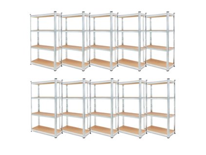 AKCE - Balíček : 10 x Regál 1500x700x300 mm kovový zinkovaný 4-policový, nosnost 700 kg