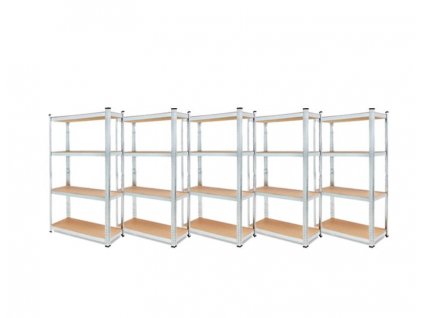 AKCE - Balíček : 5 x Regál 1500x700x300 mm kovový zinkovaný 4-policový, nosnost 700 kg