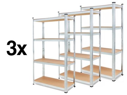 AKCE - Balíček : 3 x Regál 1500x700x300 mm kovový zinkovaný 4-policový, nosnost 700 kg