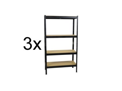 AKCE - Balíček : 3x Regál 1600×800×400 mm lakovaný 4-policový, nosnost 700 kg