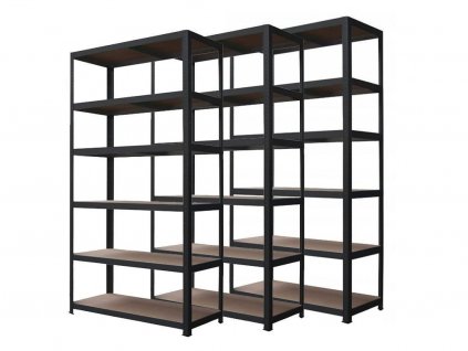 AKCE - Balíček : 3x Regál 2400x1000x400 mm lakovaný 6-policový, nosnost 1050 kg - ČERNÝ