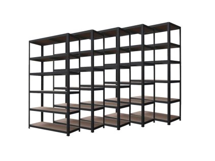 AKCE - Balíček : 5x Regál 2400x1000x400 mm lakovaný 6-policový, nosnost 1050 kg - ČERNÝ