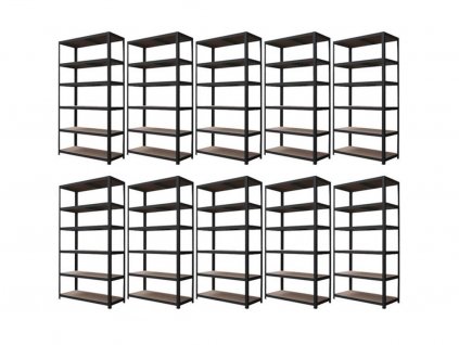 AKCE - Balíček : 10x Regál 2400x1000x400 mm lakovaný 6-policový, nosnost 1050 kg - ČERNÝ