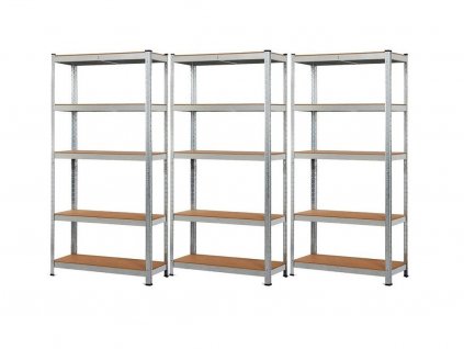 AKCE - Balíček : 3 x Regál 1800x1200x400 mm kovový zinkovaný 5-policový, nosnost 875 kg