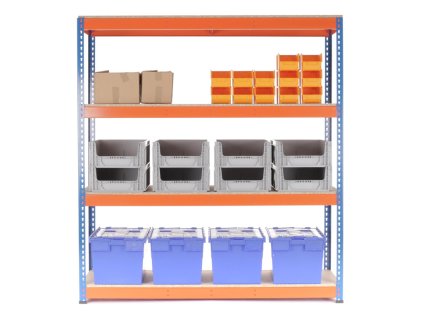 AKCE - Balíček : 5x Regál PROFESIONÁLNÍ 1680×1600×700 mm lakovaný 4-policový, nosnost 1600kg