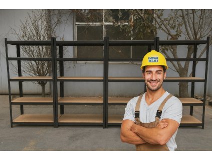 AKCE - Balíček : 4x Regál 180x90x40 cm lakovaný 5-policový, nosnost 875 kg - ČERNÝ