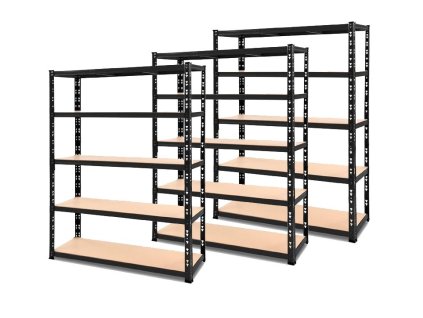 AKCE - Balíček: 3x Regál 2250x1600x450 mm kovový lakovaný 5-policový, nosnost 1250 kg - ČERNÝ