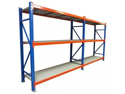 Nekonečný PRŮMYSLOVÝ dvojregál 4-úrovňový 2500 x 1825+1825 x 800 s nosností 2700kg