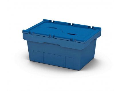 Plastový přepravní box 60 x 40 x 43,5 cm s víkem – MODRÁ