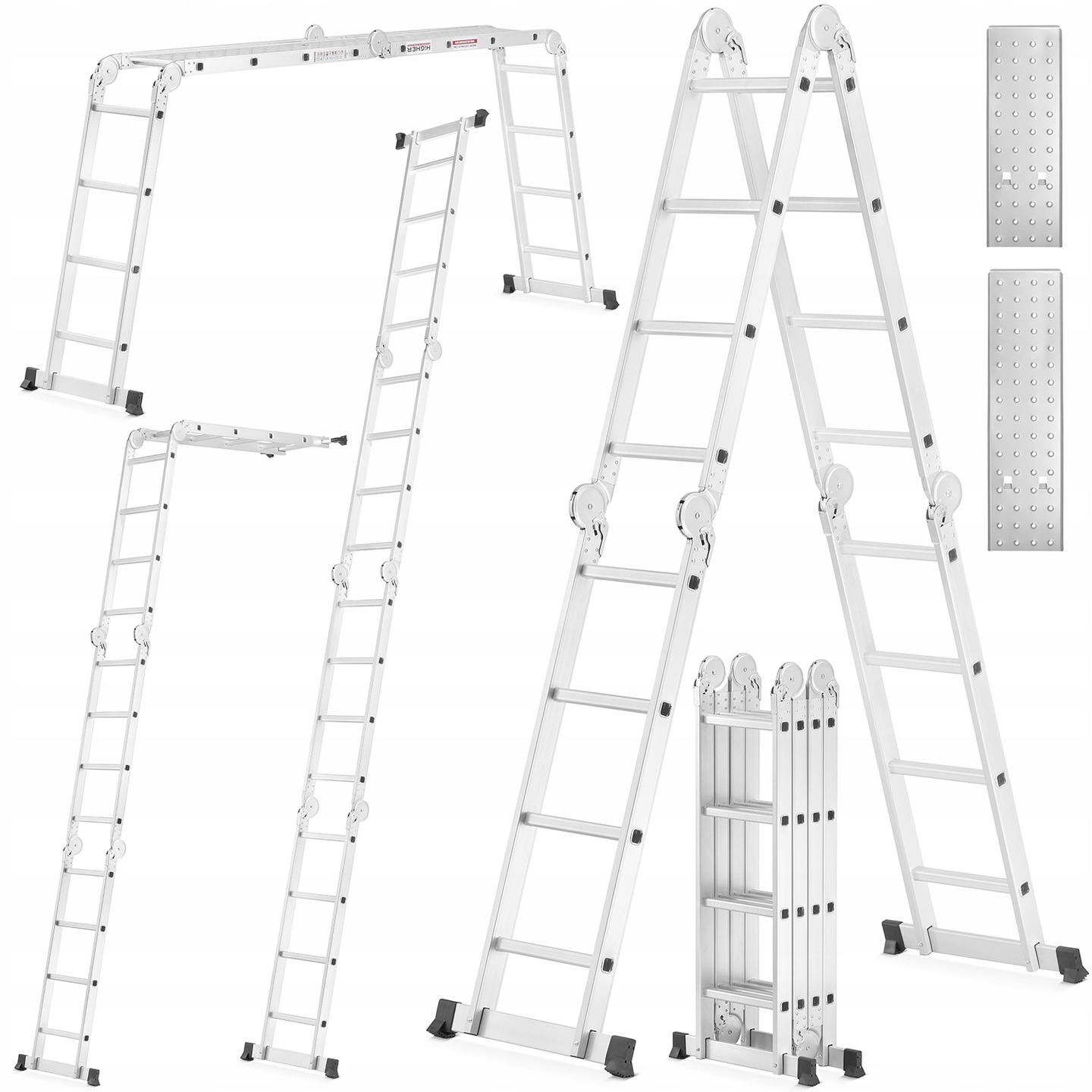 Hliníkový kloubový žebřík 4x4 + platforma