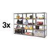 Akce - Balíček: 3x Regál kovový lakovaný 5-policový 1800×900×300 mm, nosnost 875 kg - ŠEDÝ