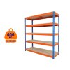 14082 2 regal 2500x1800x800 mm profesionalni lakovany 5 policovy nosnost 2000 kg modro oranzovy