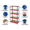 MEGA HIT: Regál 180x90x40 cm lakovaný 5-policový, nosnost 875 kg - MODRO ORANŽOVÝ