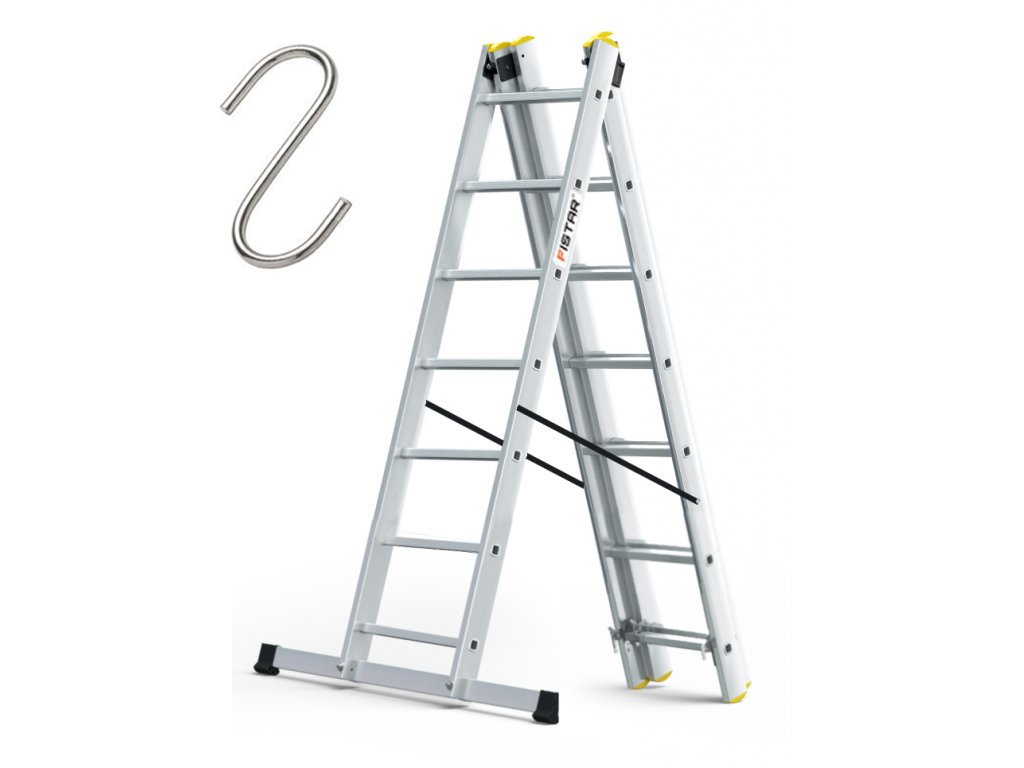 Profesionálny rebrík 3x7 hliník, 3-dielny, pracovná výška do 5 m, FISTAR