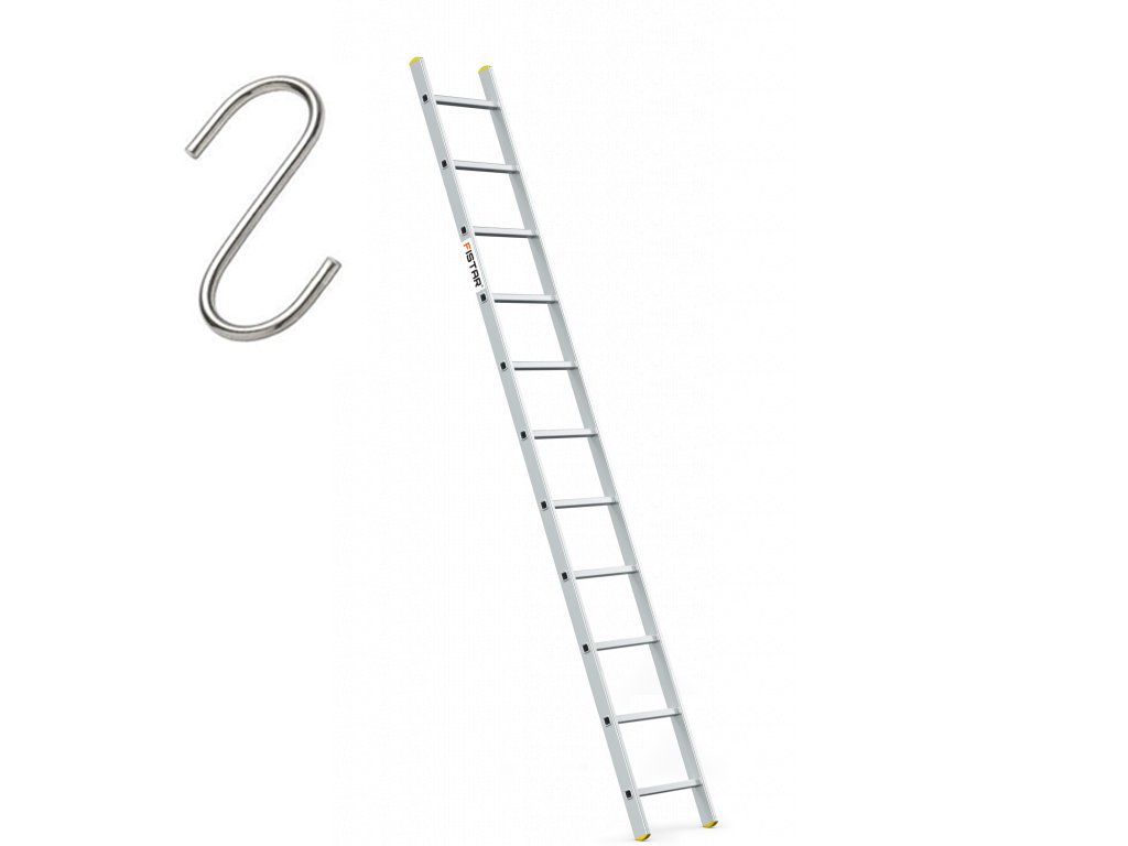 Profesionálny rebrík 1x11 hliníkový, 1-dielny, pracovná výška až 3,98 m, FISTAR