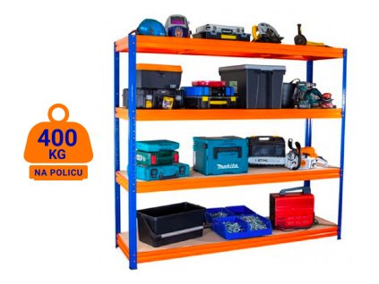 !!! Akčný balíček : 20x Regál priemyselný PROFESIONÁLNY 1680×1600×600 mm lakovaný 4-policový, nosnosť 1600kg