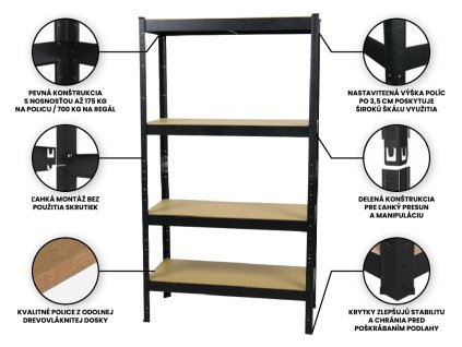 !!! Akčný balíček: 3x Regál 1800x1600x600 mm lakovaný 4-policový, nosnosť 1000 kg