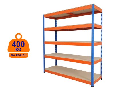 Regál priemyselný PROFESIONÁLNY 2160x1400x700 mm lakovaný 5-policový, nosnosť 2000 kg