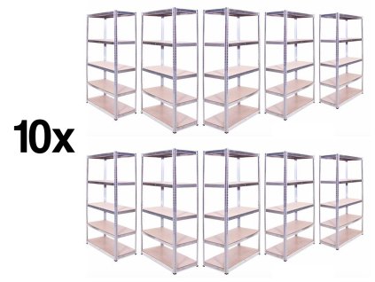 !!! Akčný balíček: 10x regál 1800x900x450 mm zinkovaný 5-policový, nosnosť 875 kg