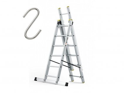 Profesionálny rebrík 3x6 hliníkový, 3-dielny, pracovná výška do 4,43 m, FISTAR