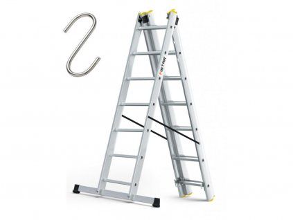 Profesionálny rebrík 3x7 hliník, 3-dielny, pracovná výška do 5 m, FISTAR