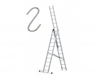 Profesionálny rebrík 3x11 hliníkový, 3-dielny, pracovná výška do 7,35 m, FISTAR