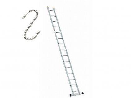 Profesionálny rebrík 1x15 hliníkový, 1-dielny, pracovná výška až  5 m, FISTAR