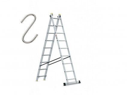 Profesionálny rebrík 2x9 hliníkový, 2-dílný, pracovná výška až 5,02 m, FISTAR